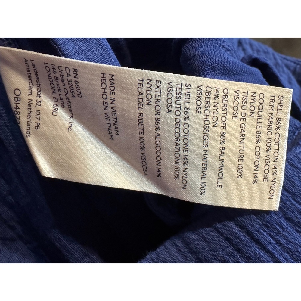 Maeve Anthropologie Navy Blue Cotton Gauze Wide Leg High Rise Pants Size 10 (C) - Picture 8 of 8